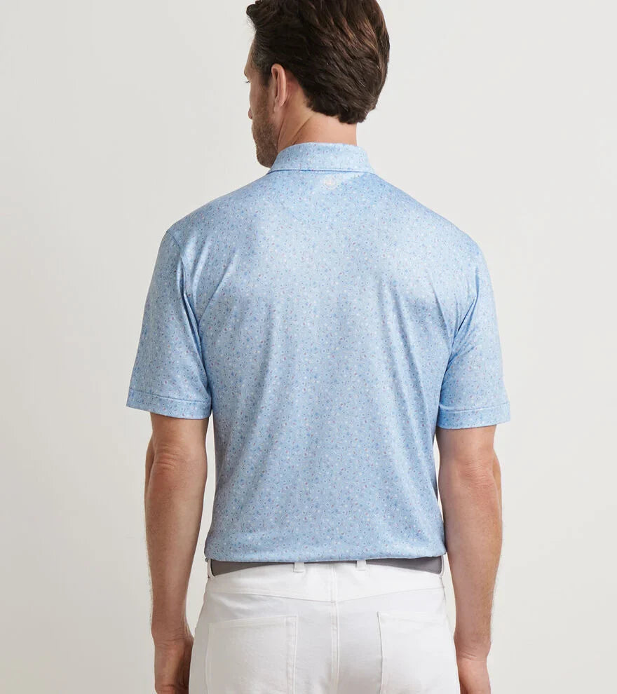  Peter Millar Day Of The Dead Performance Jersey Polo: Cottage Blue