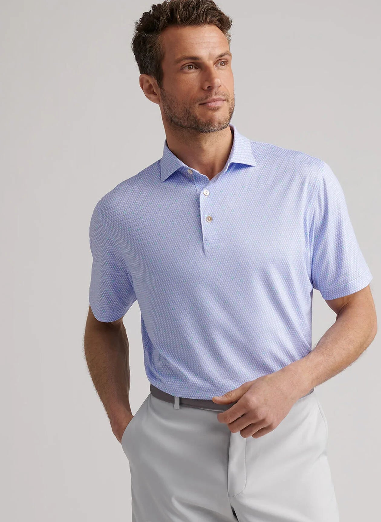  Peter Millar Geo Skull Performance Jersey Polo: White