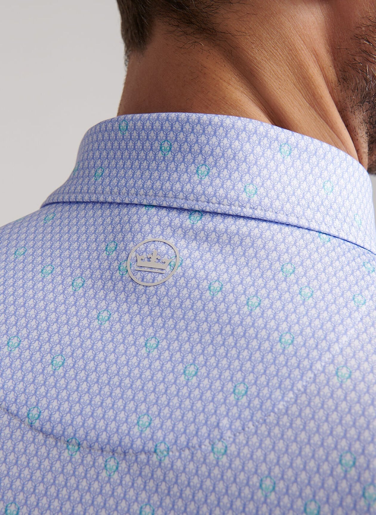  Peter Millar Geo Skull Performance Jersey Polo: White