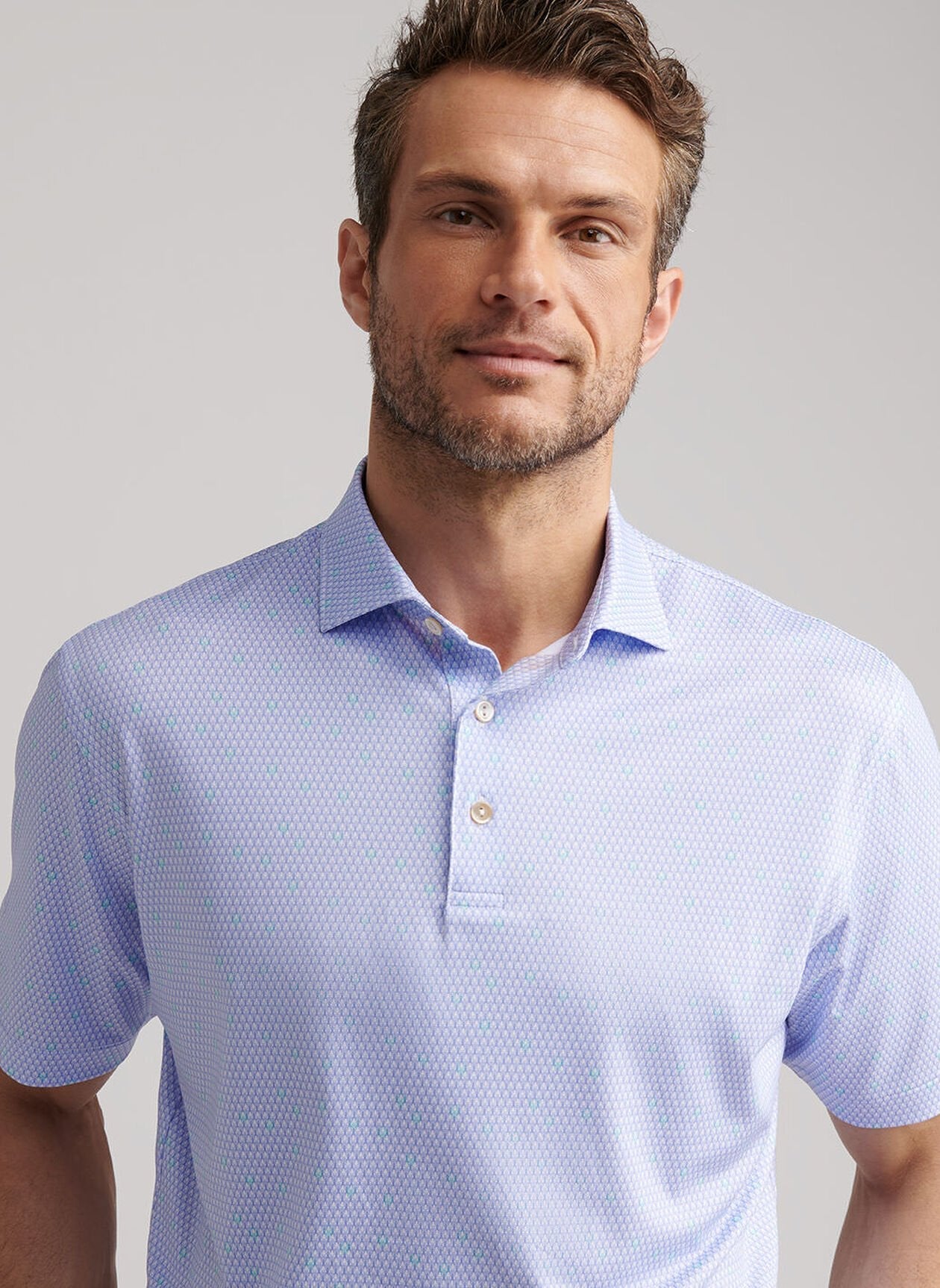  Peter Millar Geo Skull Performance Jersey Polo: White
