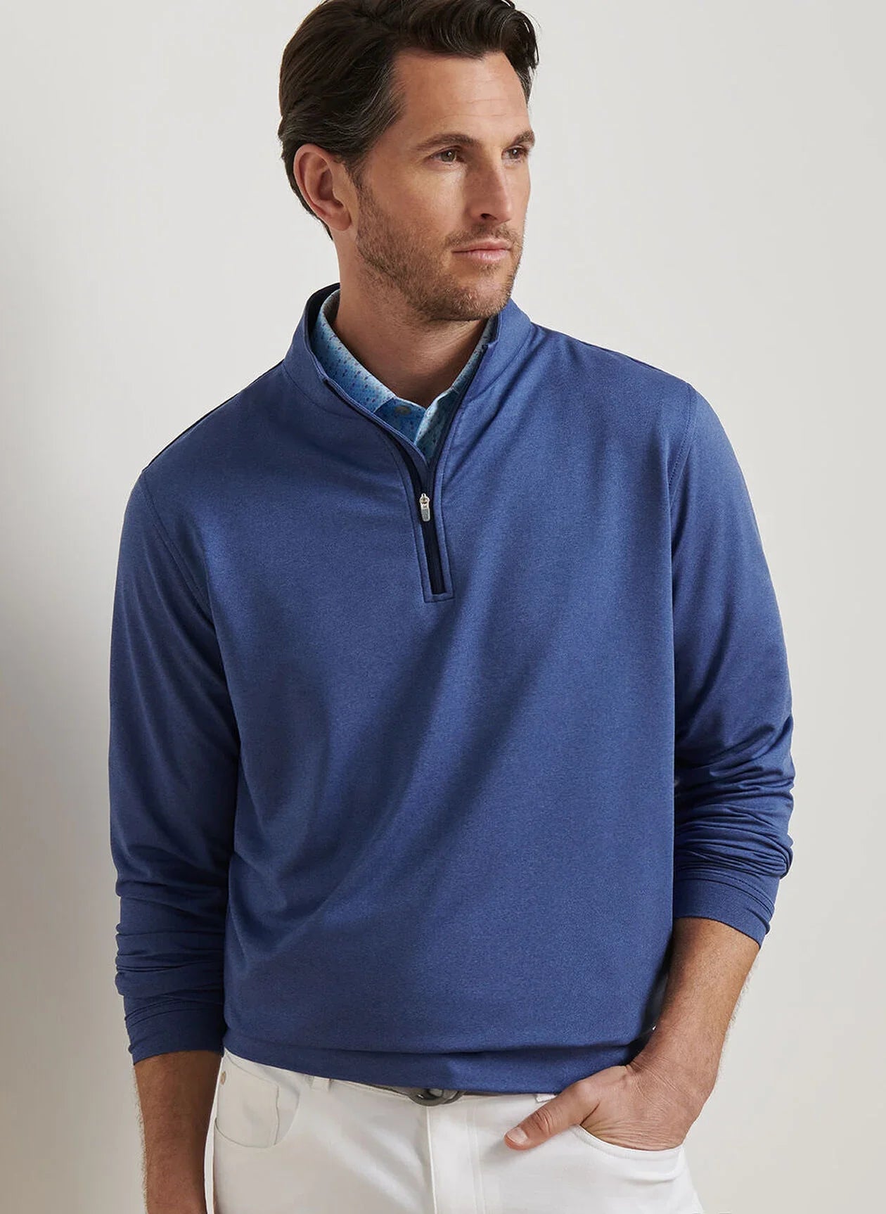  Peter Millar Perth Mélange Performance Quarter-Zip: Sport Navy