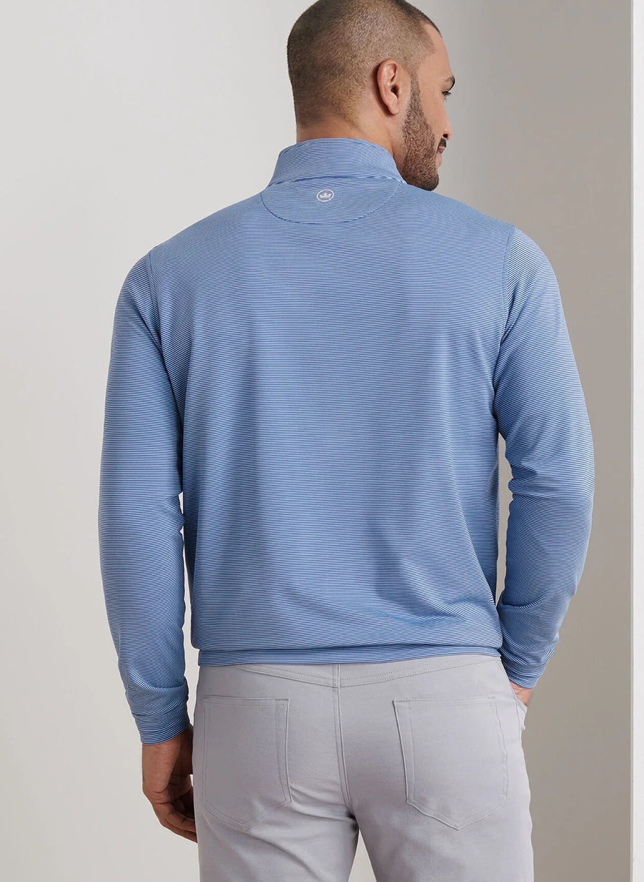 Peter Millar Perth Sugar Stripe Performance Quarter-Zip: Sport Navy