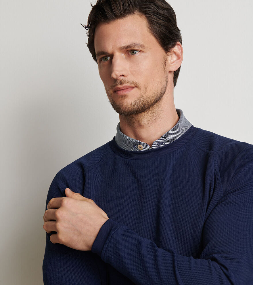  Peter Millar Cradle Piqué Performance Crewneck: Navy