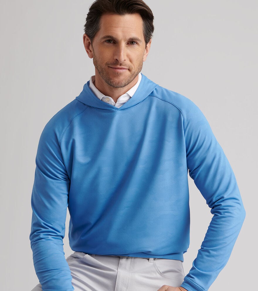  Peter Millar Pine Camo Performance Hoodie: Evening Tide