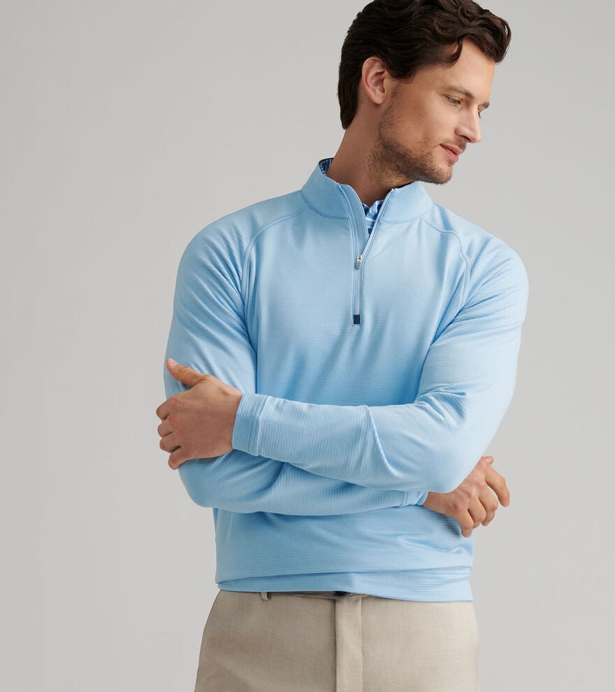  Peter Millar Beaumont Performance Quarter-Zip: Cottage Blue