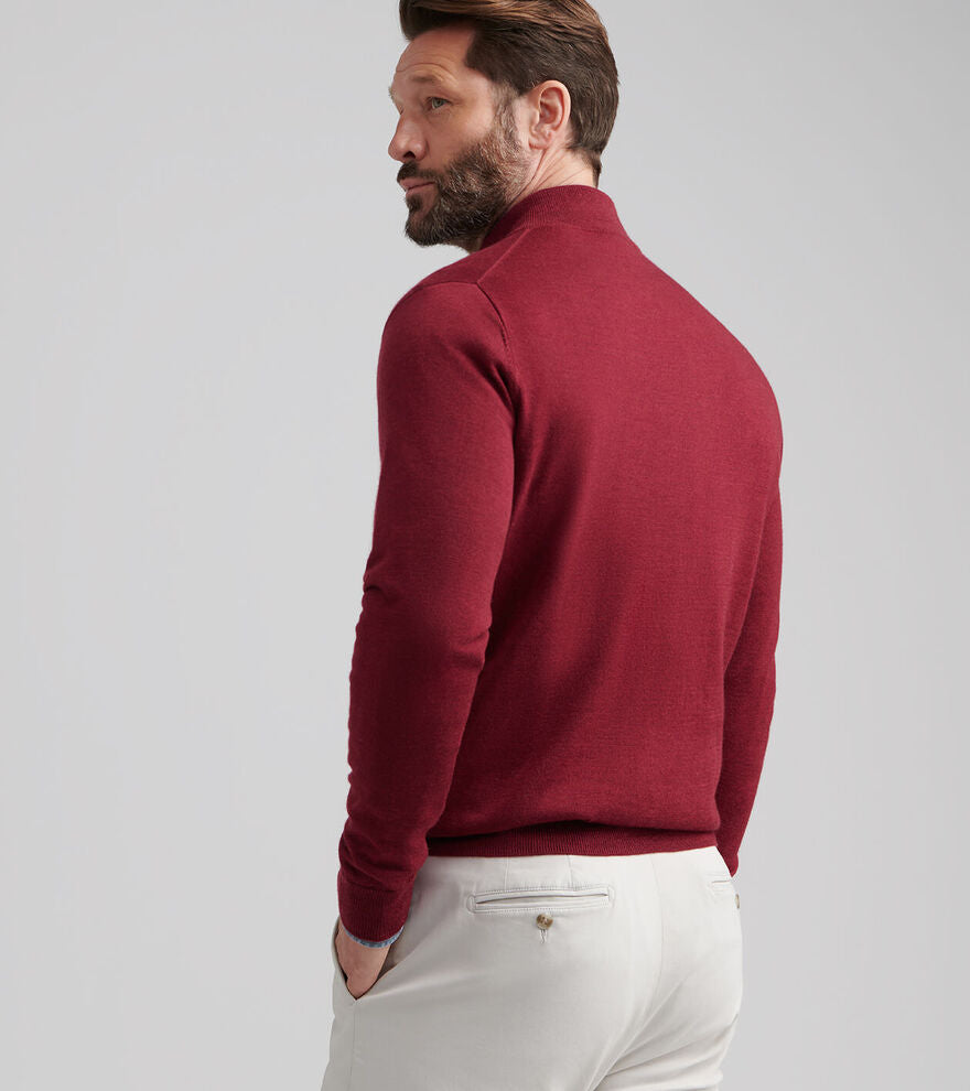  Peter Millar Autumn Crest Suede Trim Quarter-Zip: Brick Red