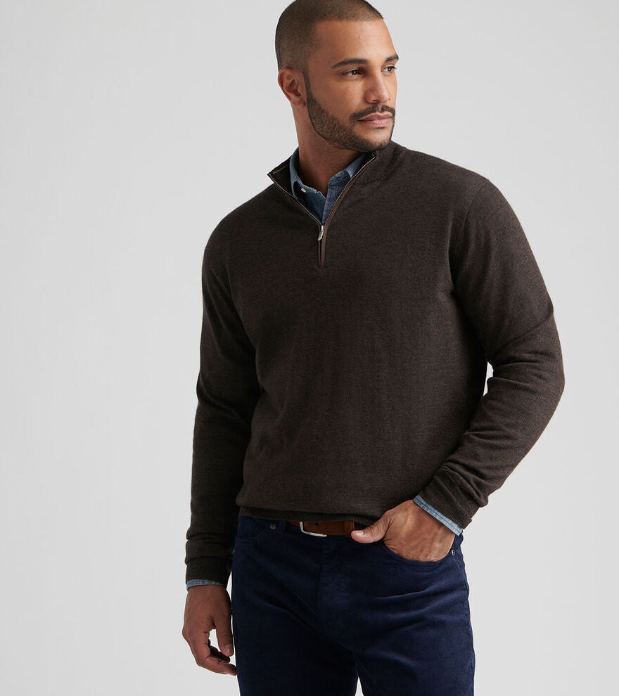  Peter Millar Autumn Crest Suede Trim Quarter-Zip: French Press