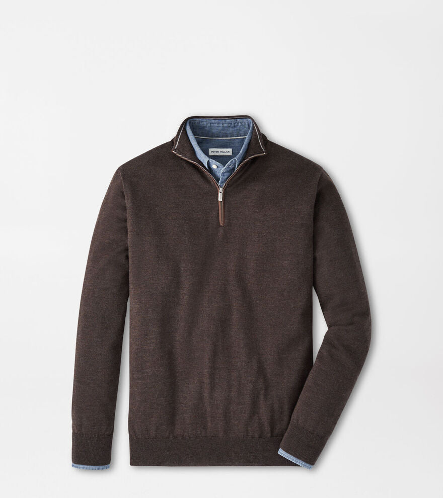  Peter Millar Autumn Crest Suede Trim Quarter-Zip: French Press
