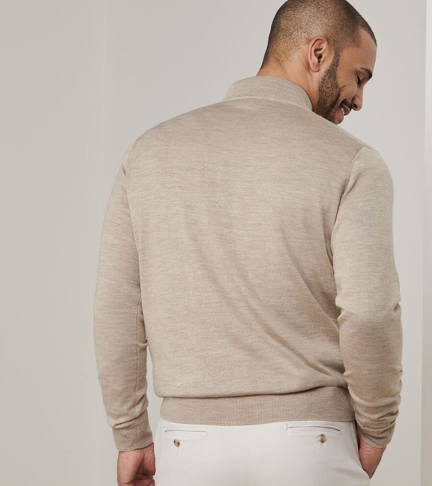  Peter Millar Autumn Crest Suede Trim Quarter-Zip: Light Elm