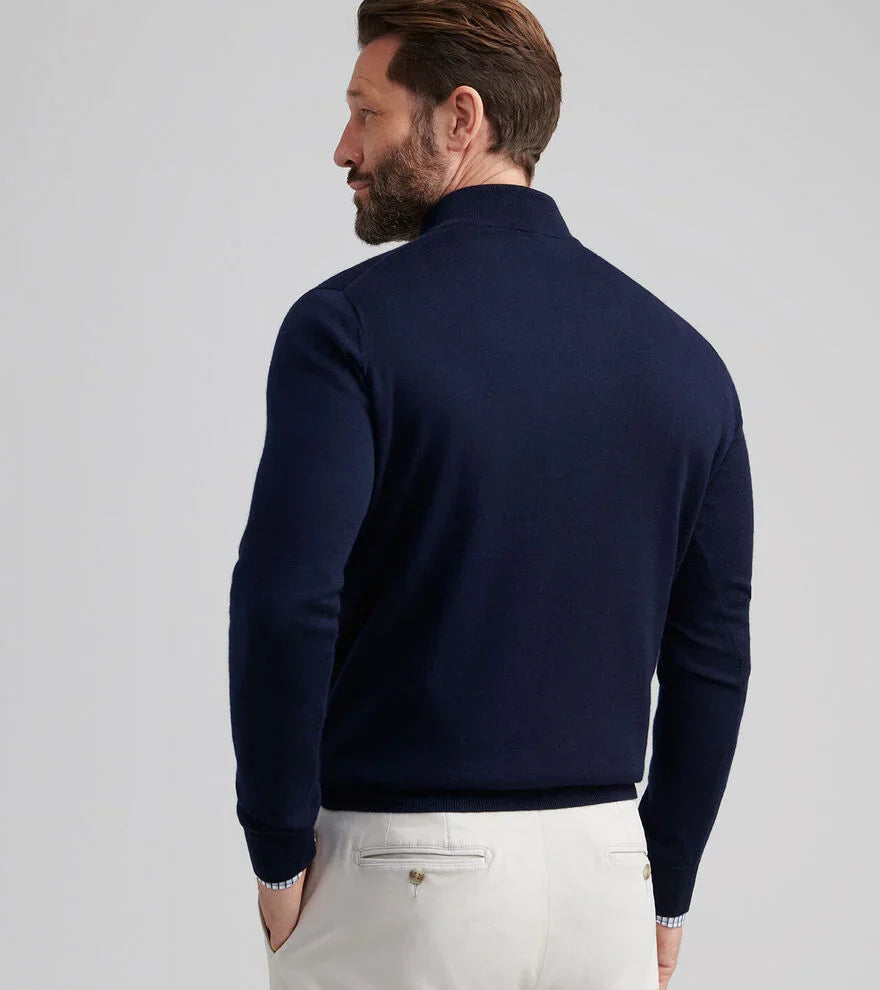  Peter Millar Autumn Crest Suede Trim Quarter-Zip: Navy