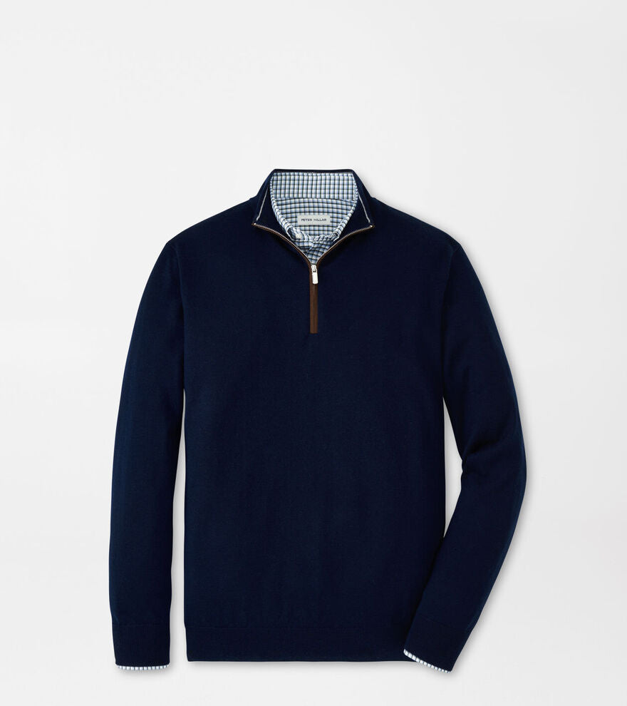  Peter Millar Autumn Crest Suede Trim Quarter-Zip: Navy