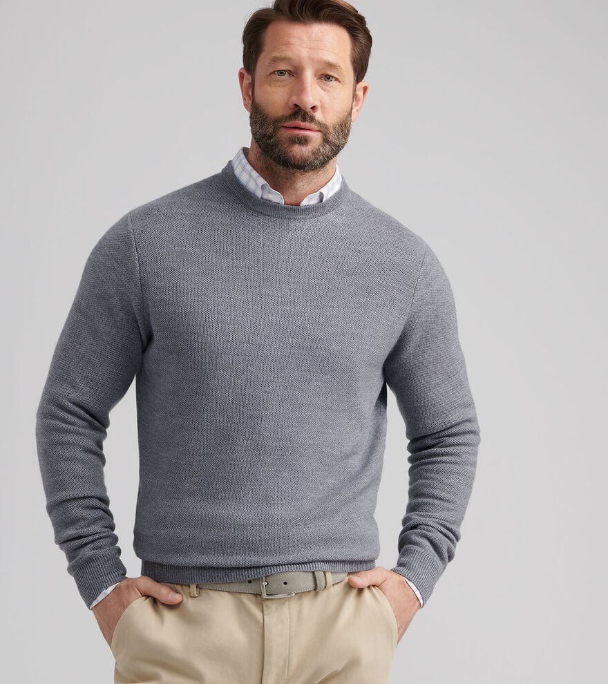  Peter Millar Autumn Crest Honeycomb Crewneck Sweater: Gale Grey