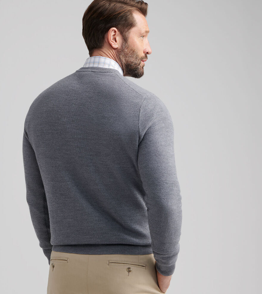  Peter Millar Autumn Crest Honeycomb Crewneck Sweater: Gale Grey