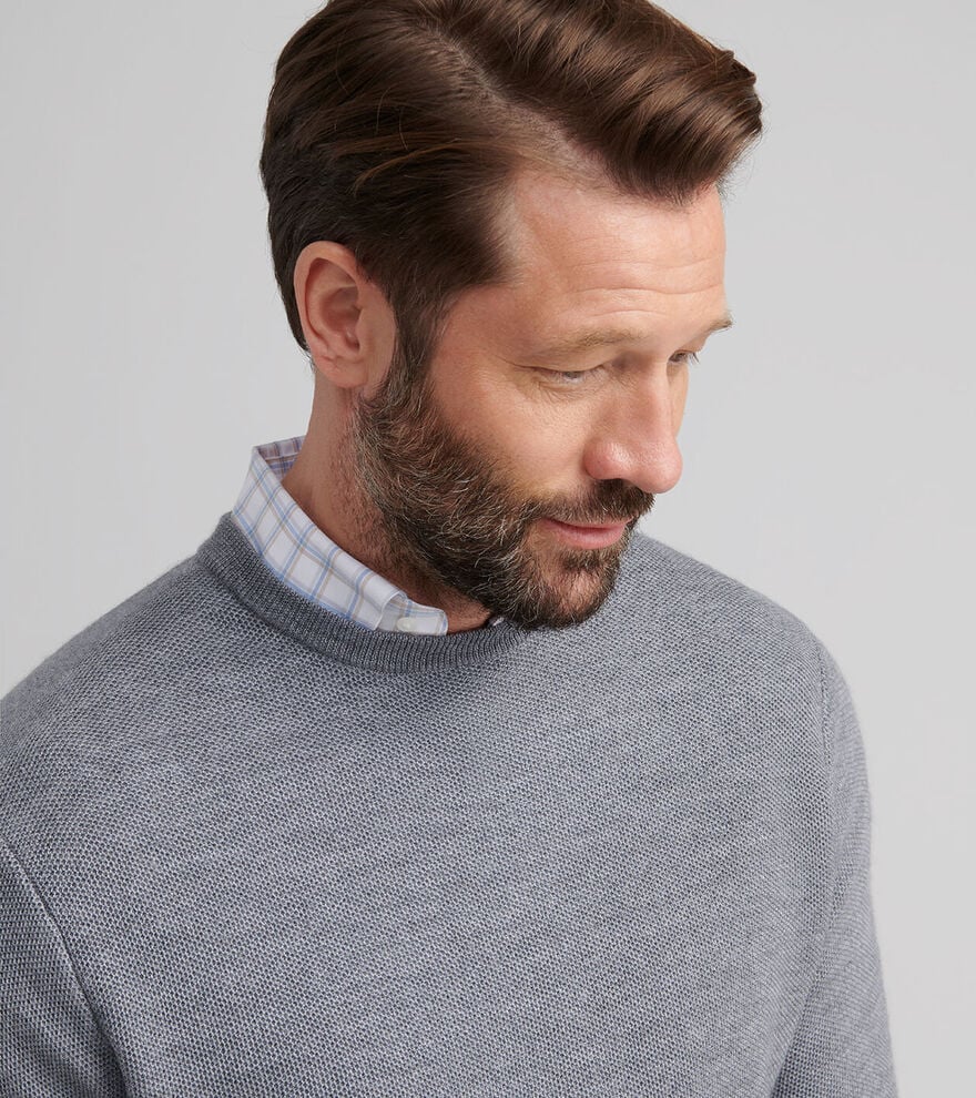  Peter Millar Autumn Crest Honeycomb Crewneck Sweater: Gale Grey