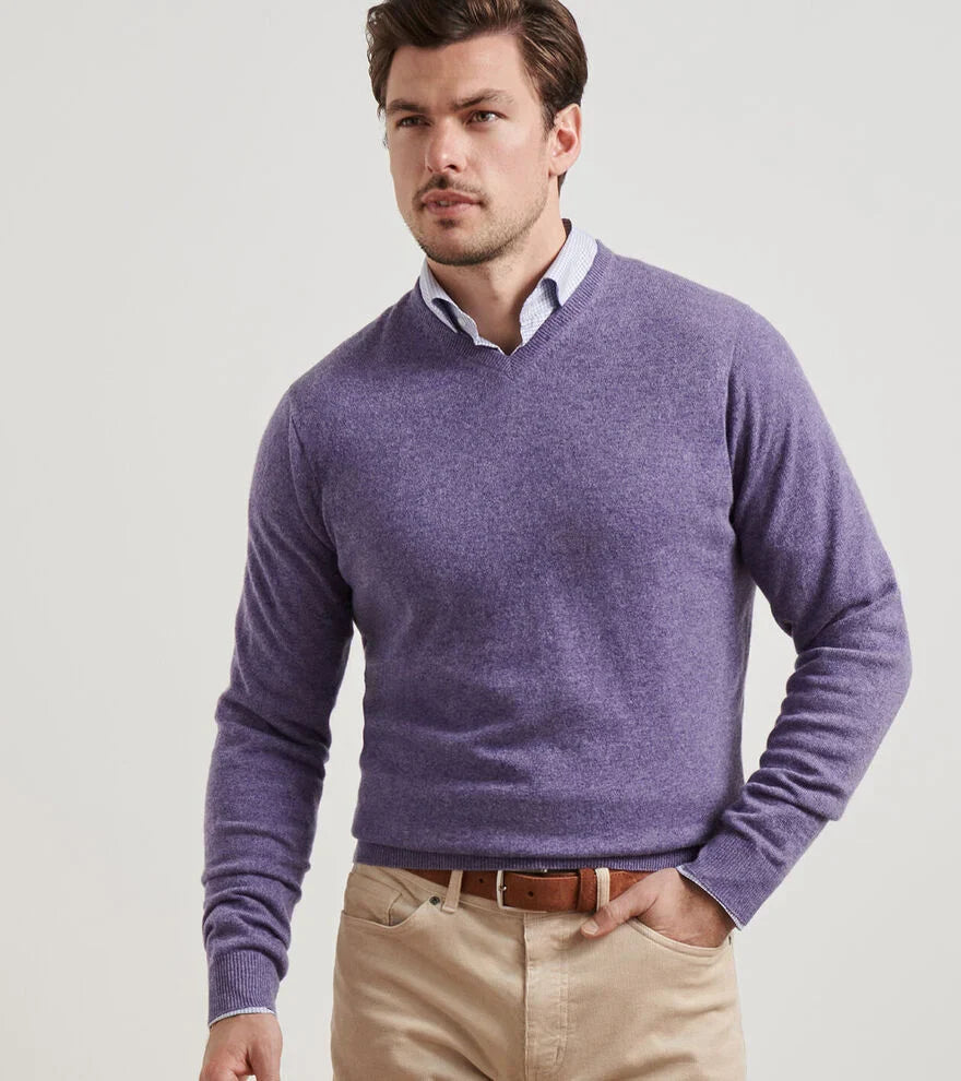  Peter Millar Crown Heritage Cashmere V-Neck Sweater: Deep Violet