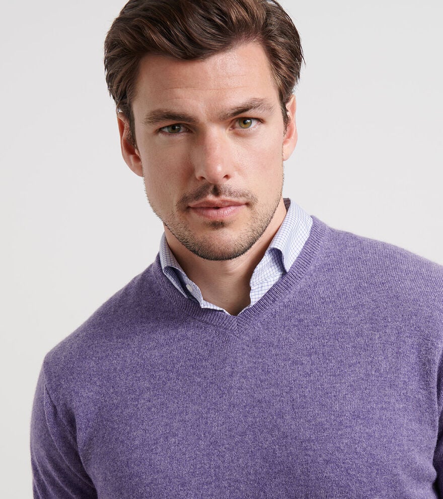  Peter Millar Crown Heritage Cashmere V-Neck Sweater: Deep Violet