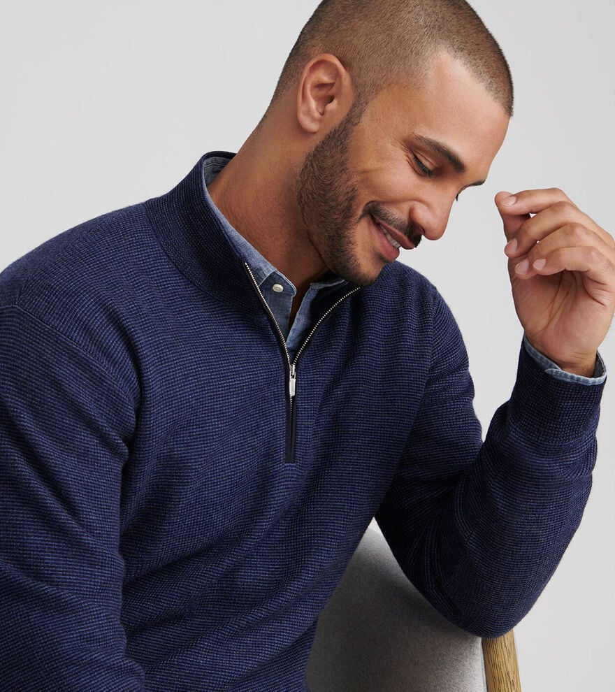  Peter Millar West Quarter-Zip Sweater: Blue Abyss
