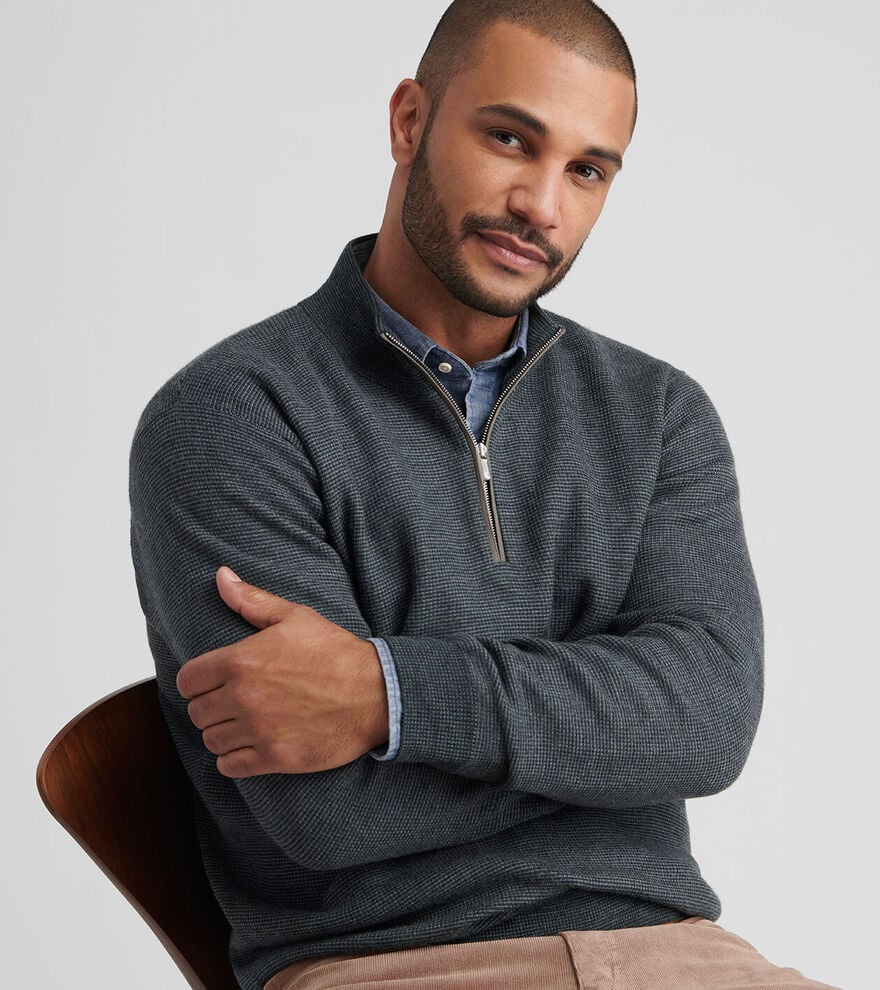  Peter Millar West Quarter-Zip Sweater: Deep Verdant
