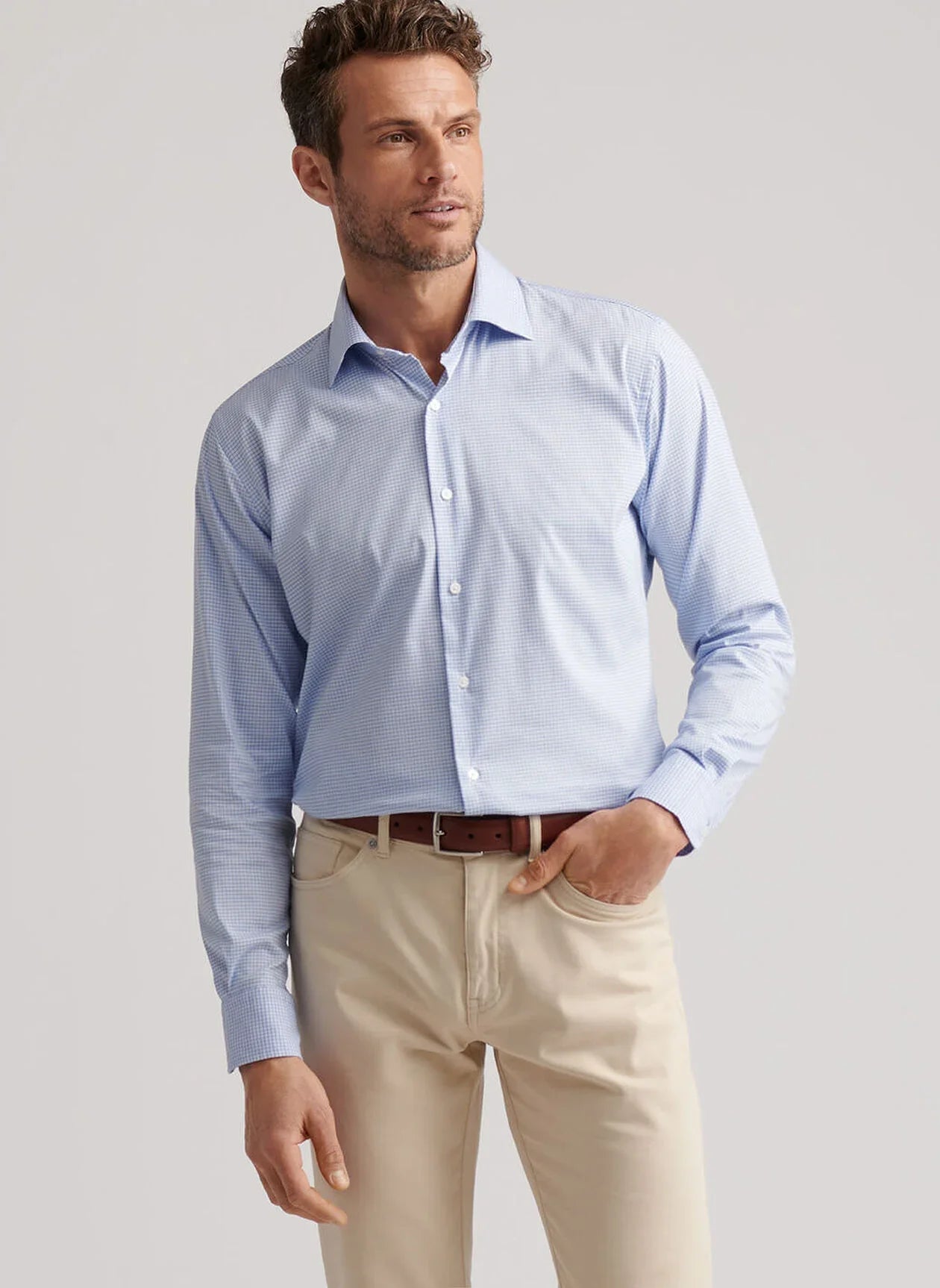  Peter Millar Jackson Crown Lite Cotton-Stretch Shirt: Ruddy Blue