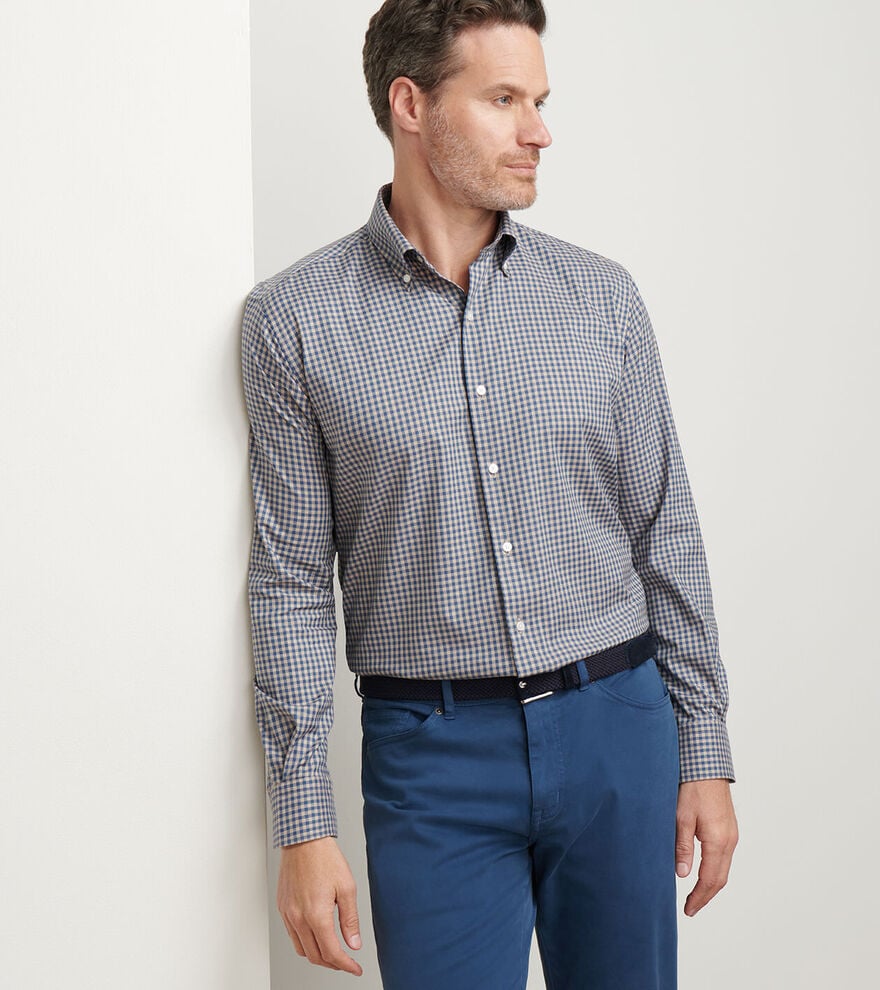  Peter Millar Conway Crown Lite Cotton-Stretch Sport Shirt: Poplar Brown