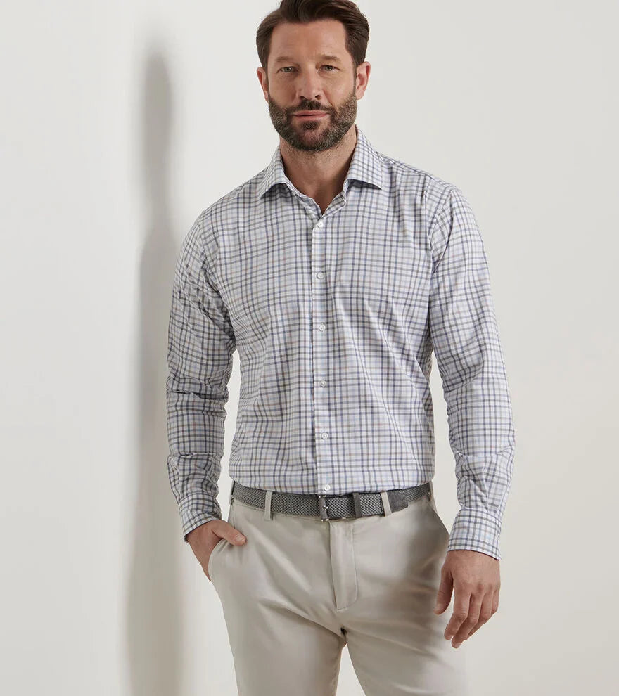  Peter Millar North Coast Crown Lite Cotton-Stretch Sport Shirt: Blue Haze