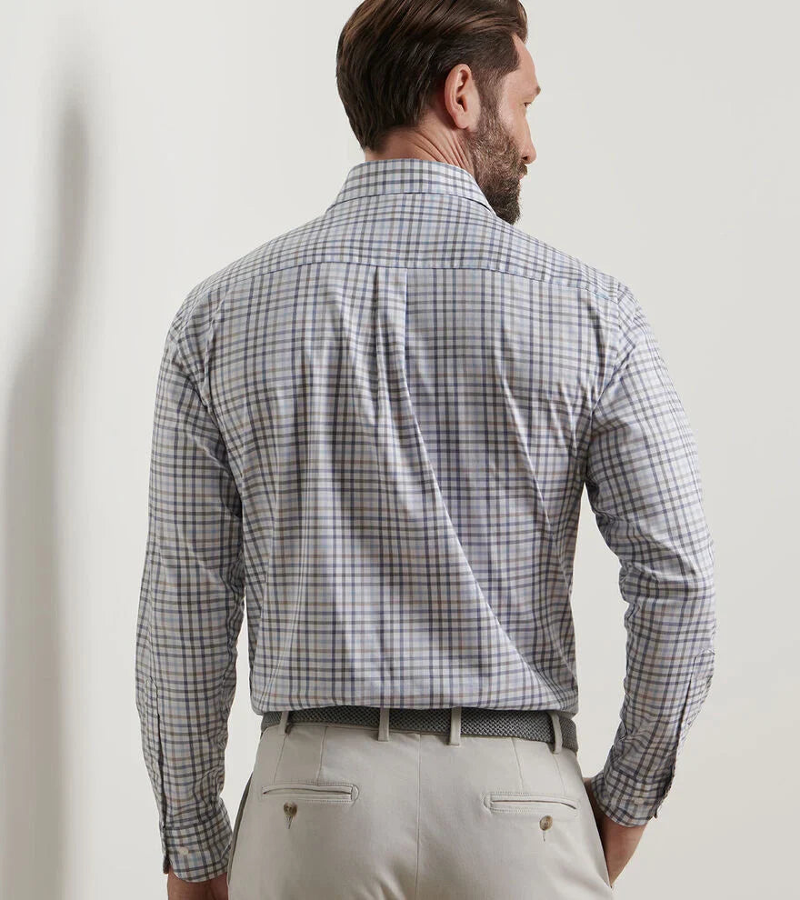  Peter Millar North Coast Crown Lite Cotton-Stretch Sport Shirt: Blue Haze