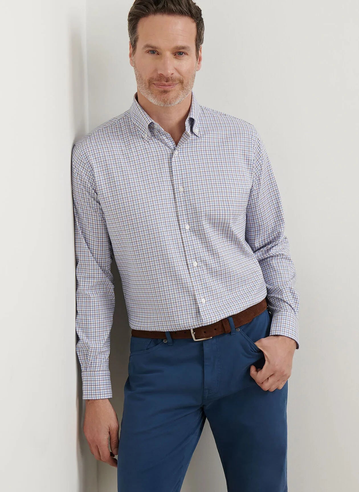  Peter Millar Julian Crown Lite Cotton-Stretch Sport Shirt: Evening Tide