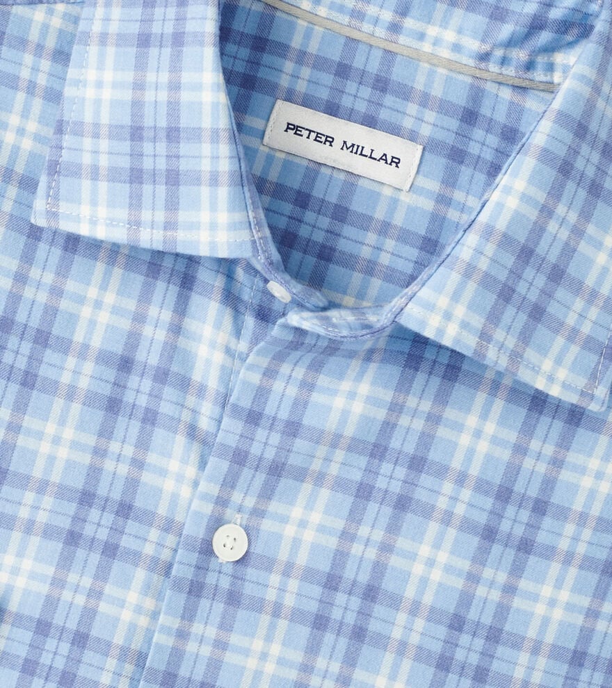  Peter Millar Bar Harbor Performance Flannel Sport Shirt: Ruddy Blue