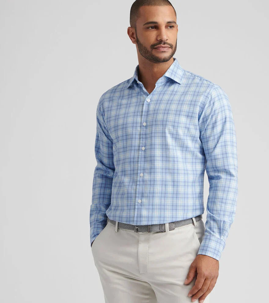  Peter Millar Bar Harbor Performance Flannel Sport Shirt: Ruddy Blue
