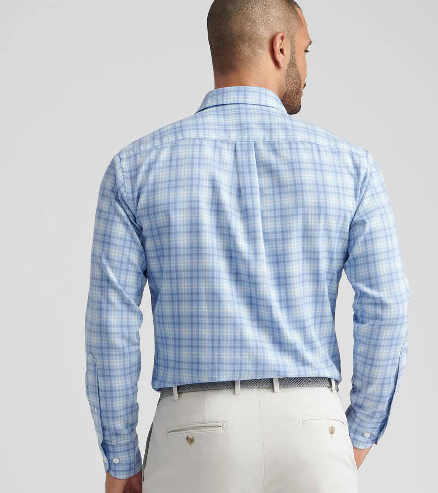 Peter Millar Bar Harbor Performance Flannel Sport Shirt: Ruddy Blue