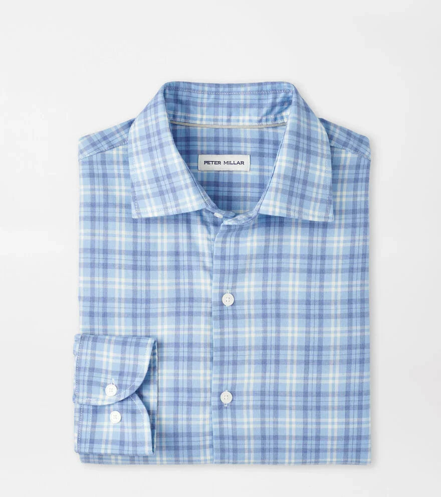 Peter Millar Bar Harbor Performance Flannel Sport Shirt: Ruddy Blue