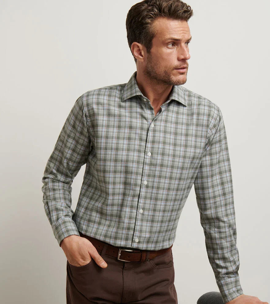  Peter Millar Whitecap Performance Flannel Sport Shirt: Basil