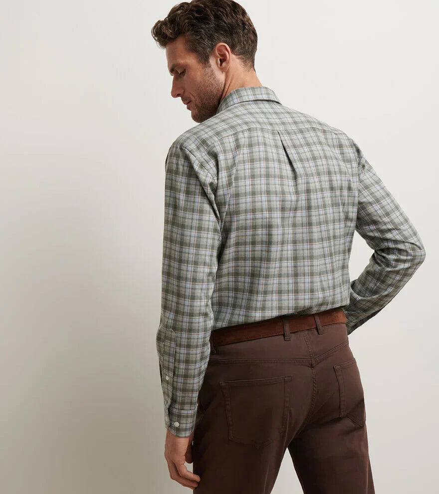  Peter Millar Whitecap Performance Flannel Sport Shirt: Basil