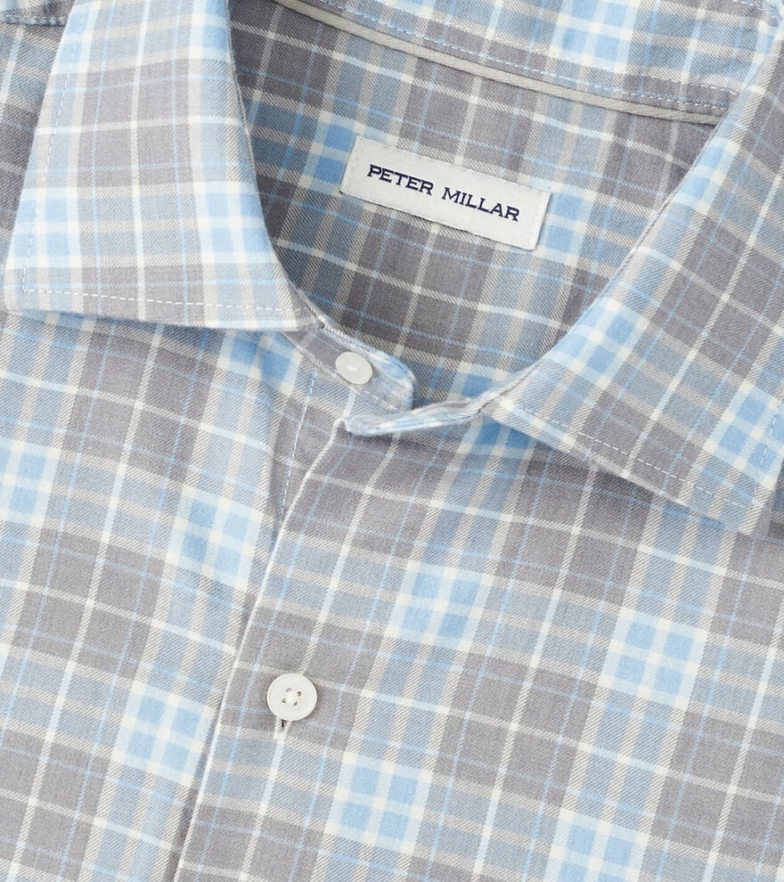  Peter Millar Big Bear Performance Flannel Sport Shirt: Gale Grey