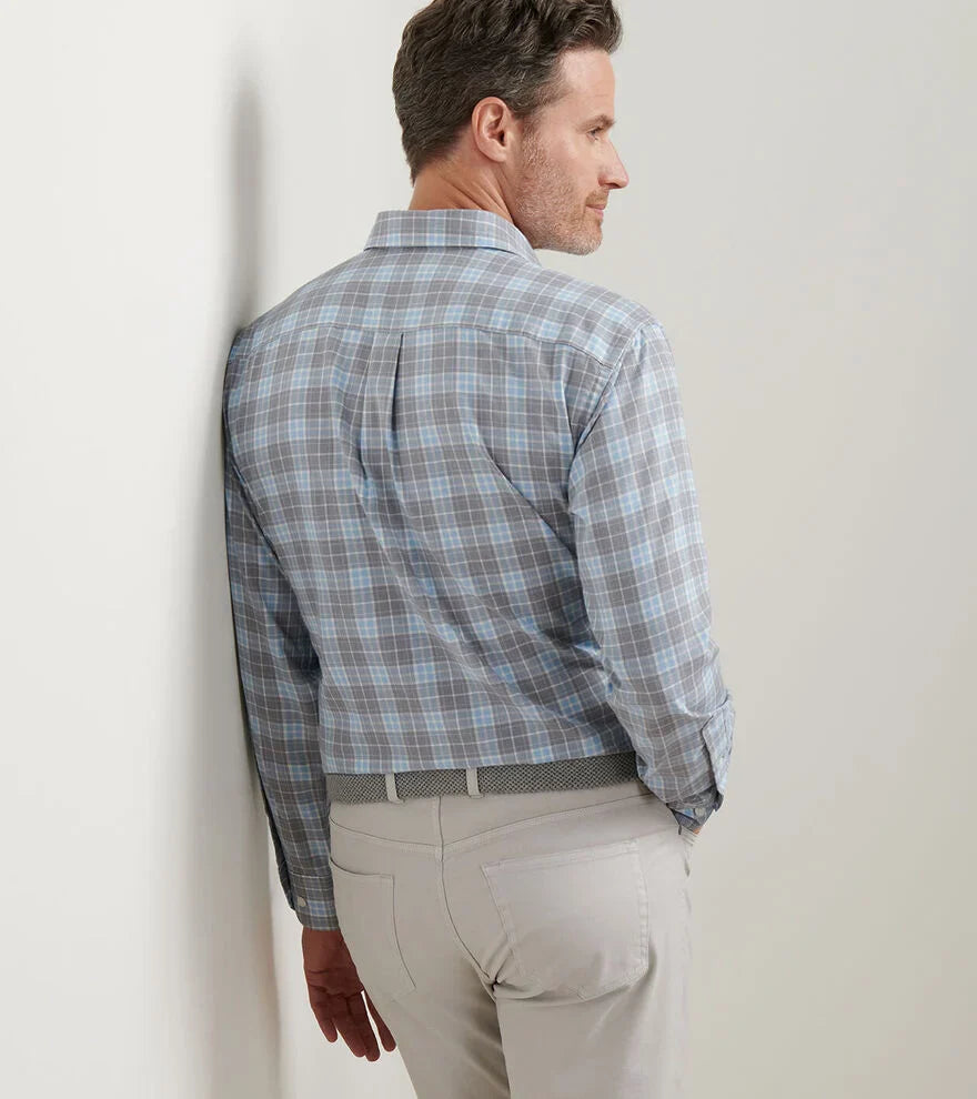  Peter Millar Big Bear Performance Flannel Sport Shirt: Gale Grey