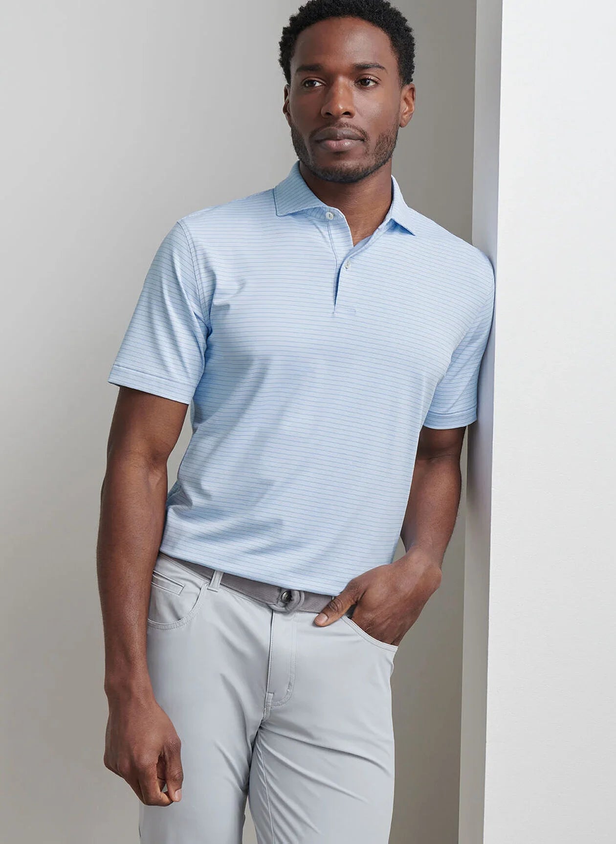  Peter Millar Crown Crafted Channel Performance Jersey Polo: Wisteria
