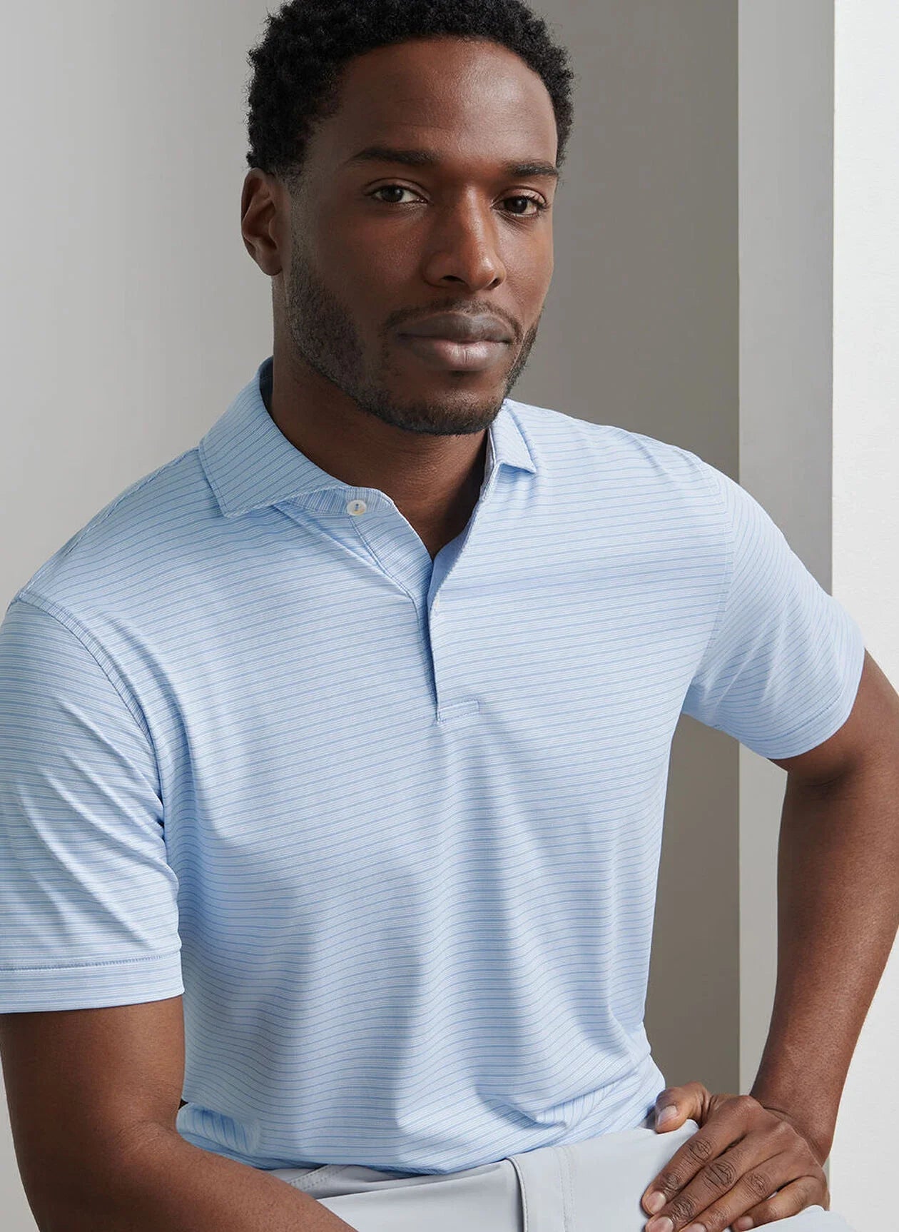  Peter Millar Crown Crafted Channel Performance Jersey Polo: Wisteria