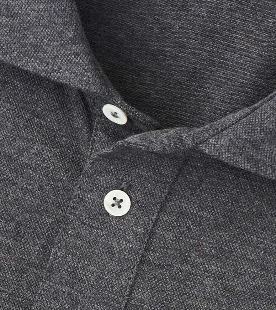  Peter Millar Crown Crafted Amble Long-Sleeve Cotton Cashmere Polo: Charcoal