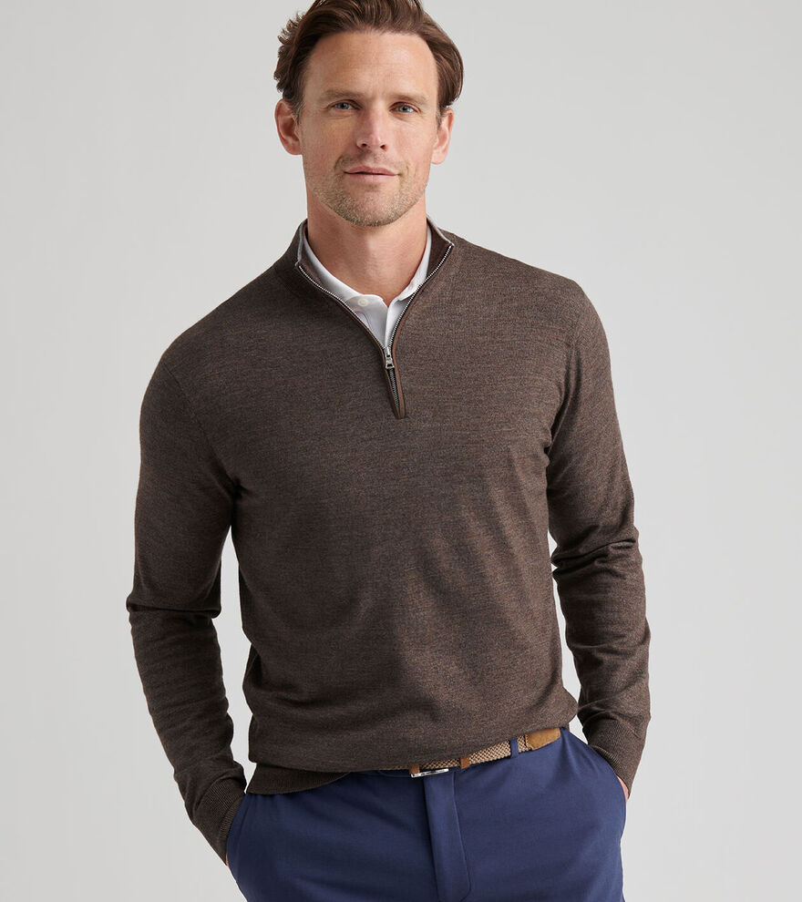  Peter Millar Excursionist Flex Quarter-Zip Sweater: Antique Walnut