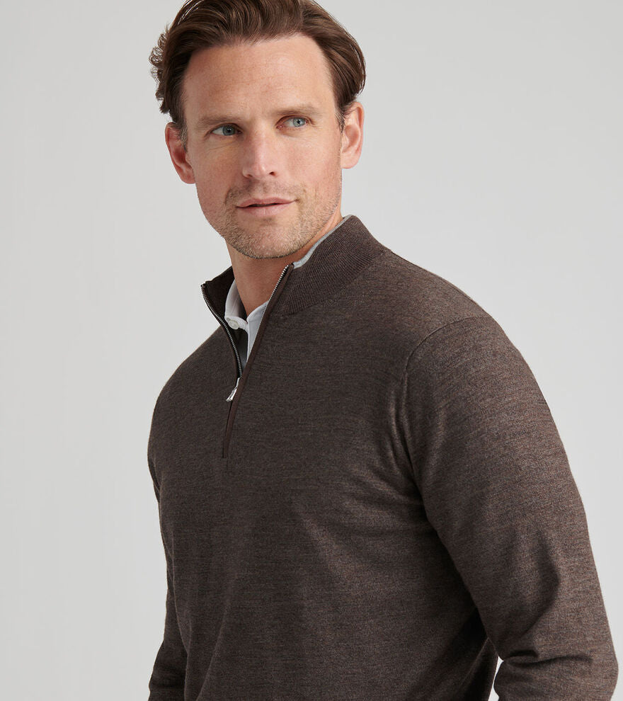  Peter Millar Excursionist Flex Quarter-Zip Sweater: Antique Walnut