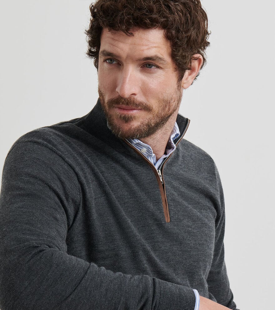  Peter Millar Excursionist Flex Quarter-Zip Sweater: Charcoal