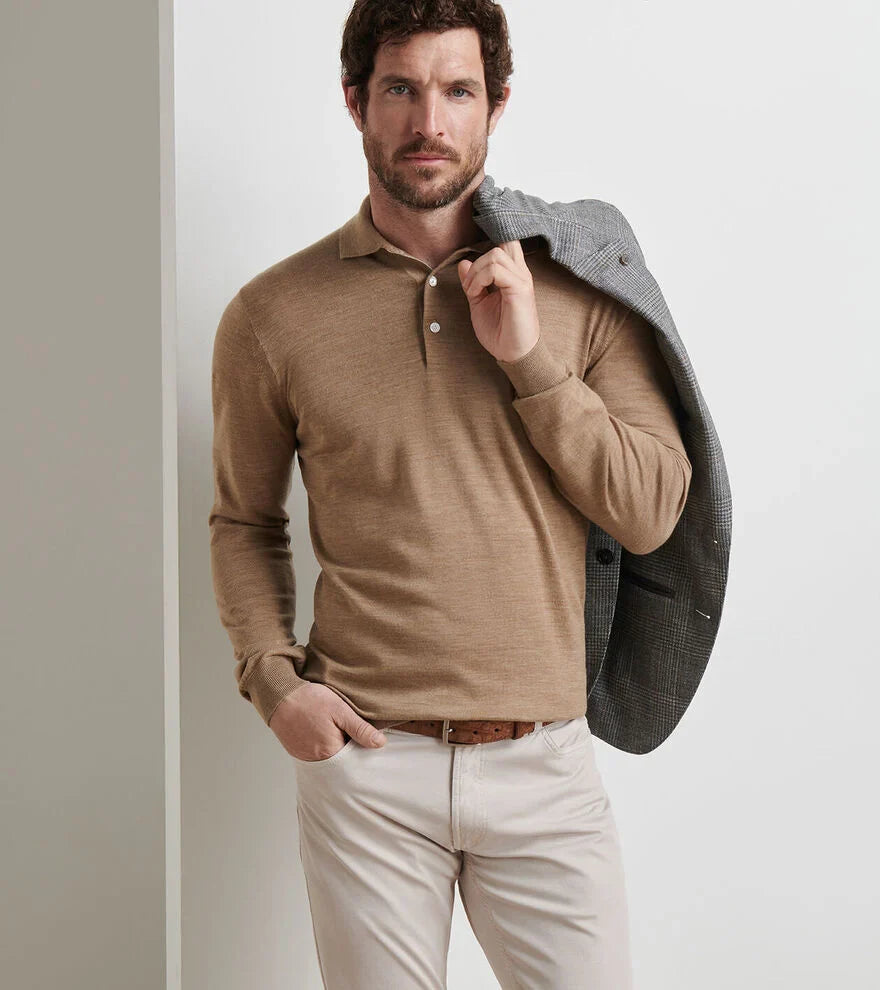  Peter Millar Dorset Sweater Polo: Camel