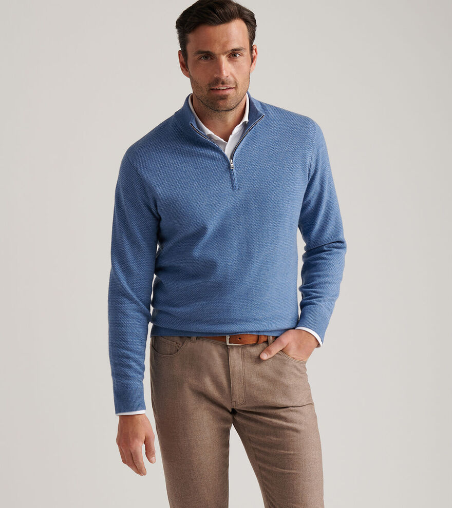  Peter Millar Keene Quarter-Zip Sweeater: Lunar Blue