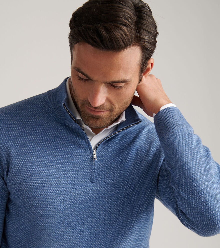  Peter Millar Keene Quarter-Zip Sweeater: Lunar Blue