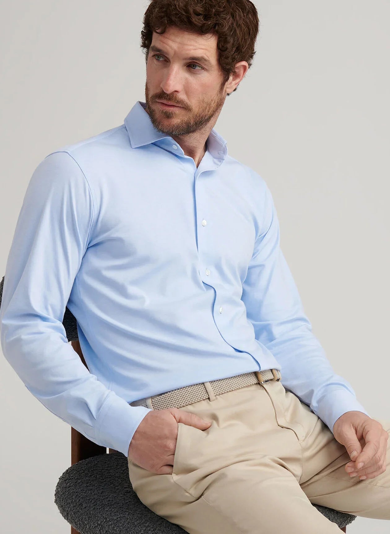  Peter Millar Crown Crafted Excursionist Flex Solid Shirt: Blue Frost