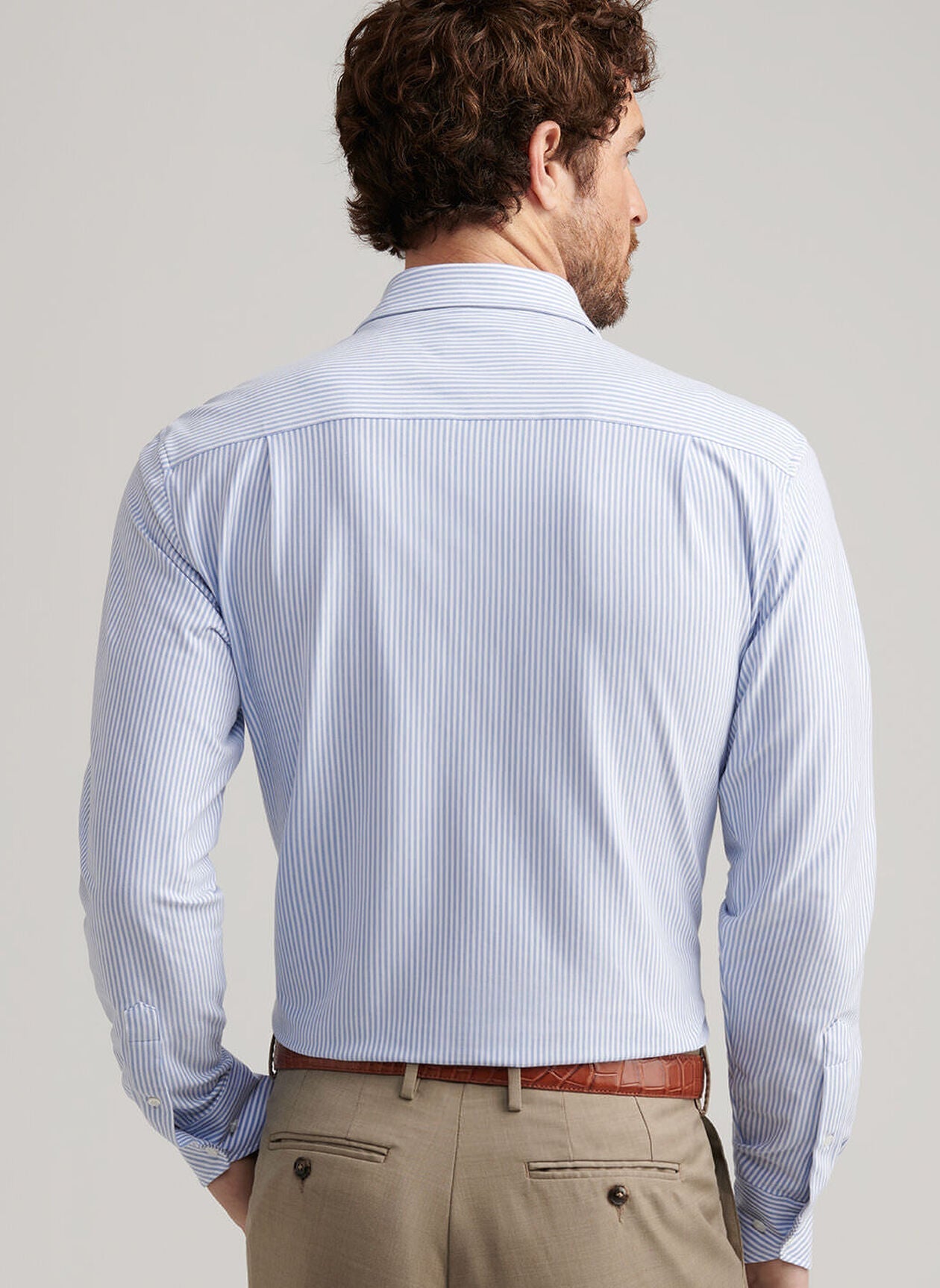  Peter Millar Crown Crafted Excursionist Flex Stripe Shirt: Rain Cloud