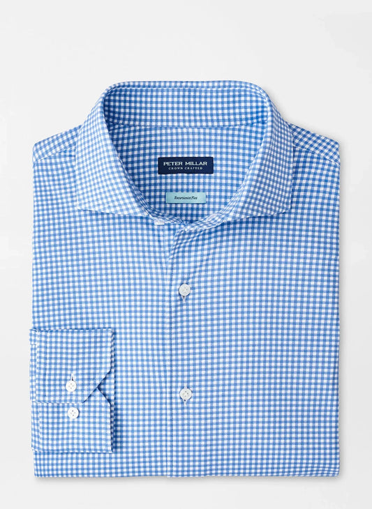  Peter Millar Crown Crafted Excursionist Flex Gingham Shirt: Rain Cloud