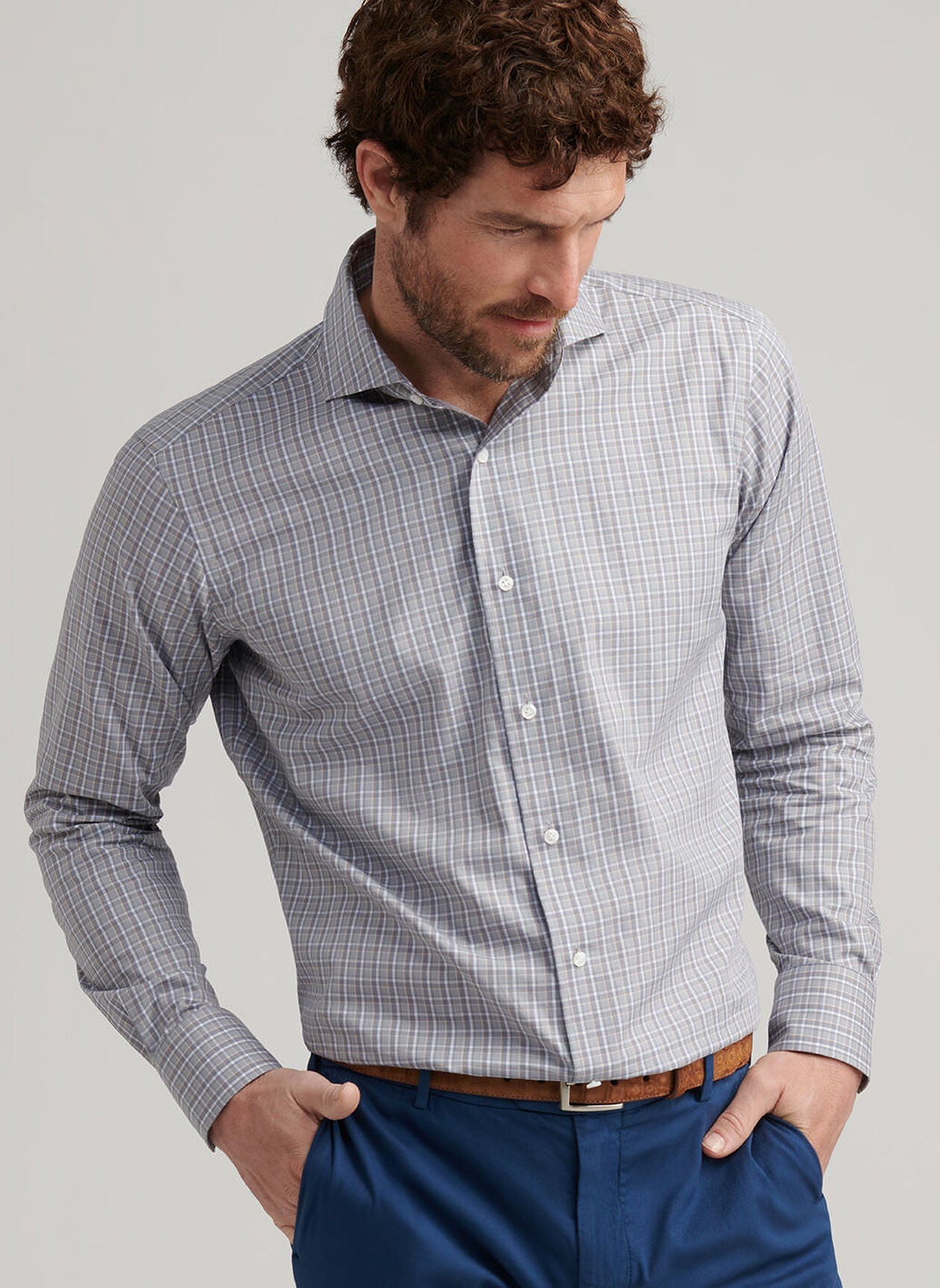  Peter Millar Crown Crafted Abetone Cotton Sport Shirt: Rain Cloud