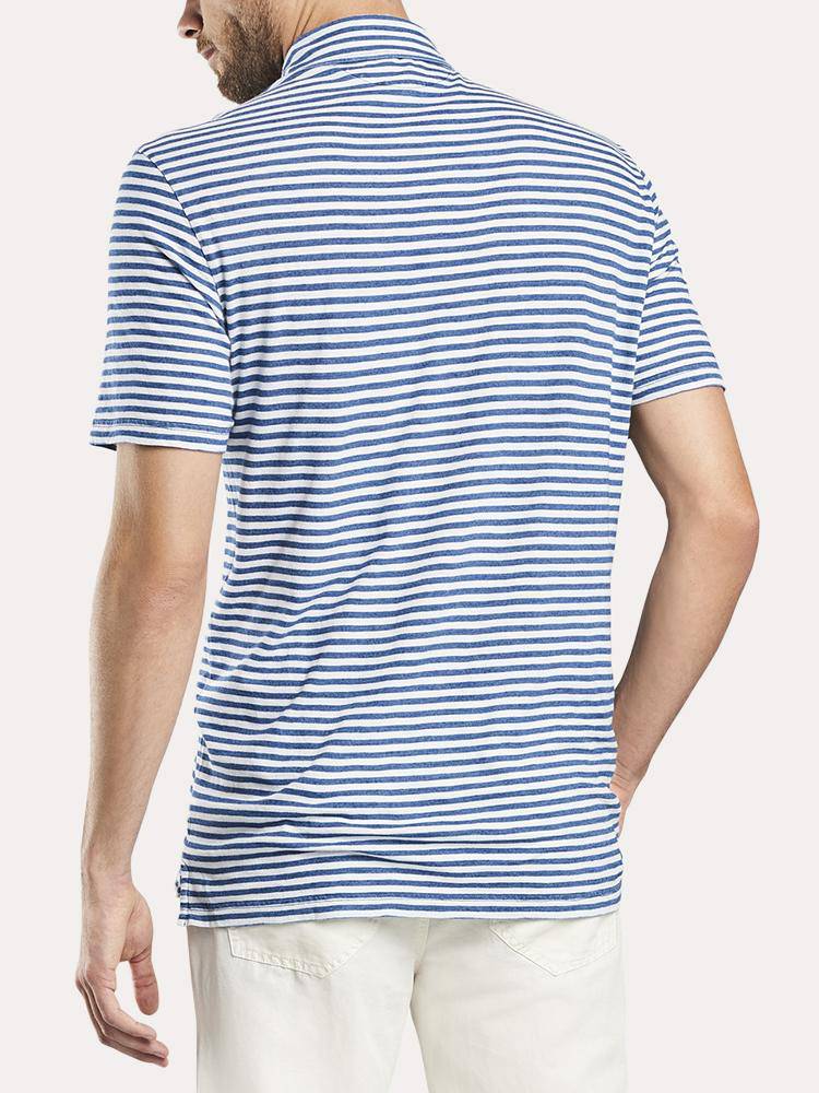  Peter Millar Men's Seaside Stripe Indigo Polo