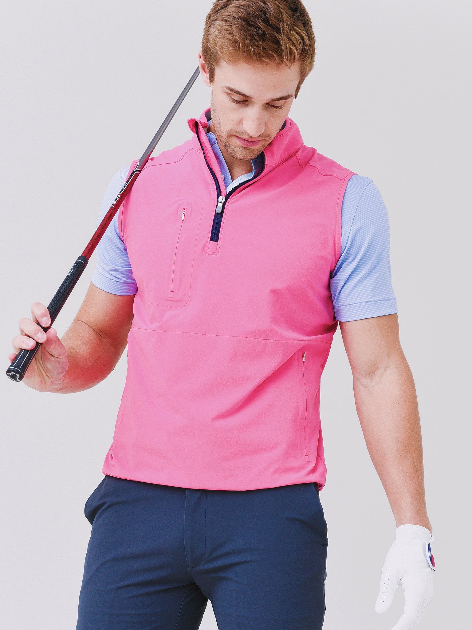  Peter Millar Crown Crafted Men's Flex Adapt Half-Zip Pullover Vest